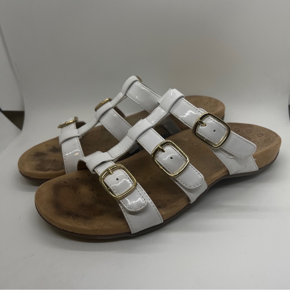 Vionic Misa Slip On Open Toe Sandal Shoes White Women's Size 9